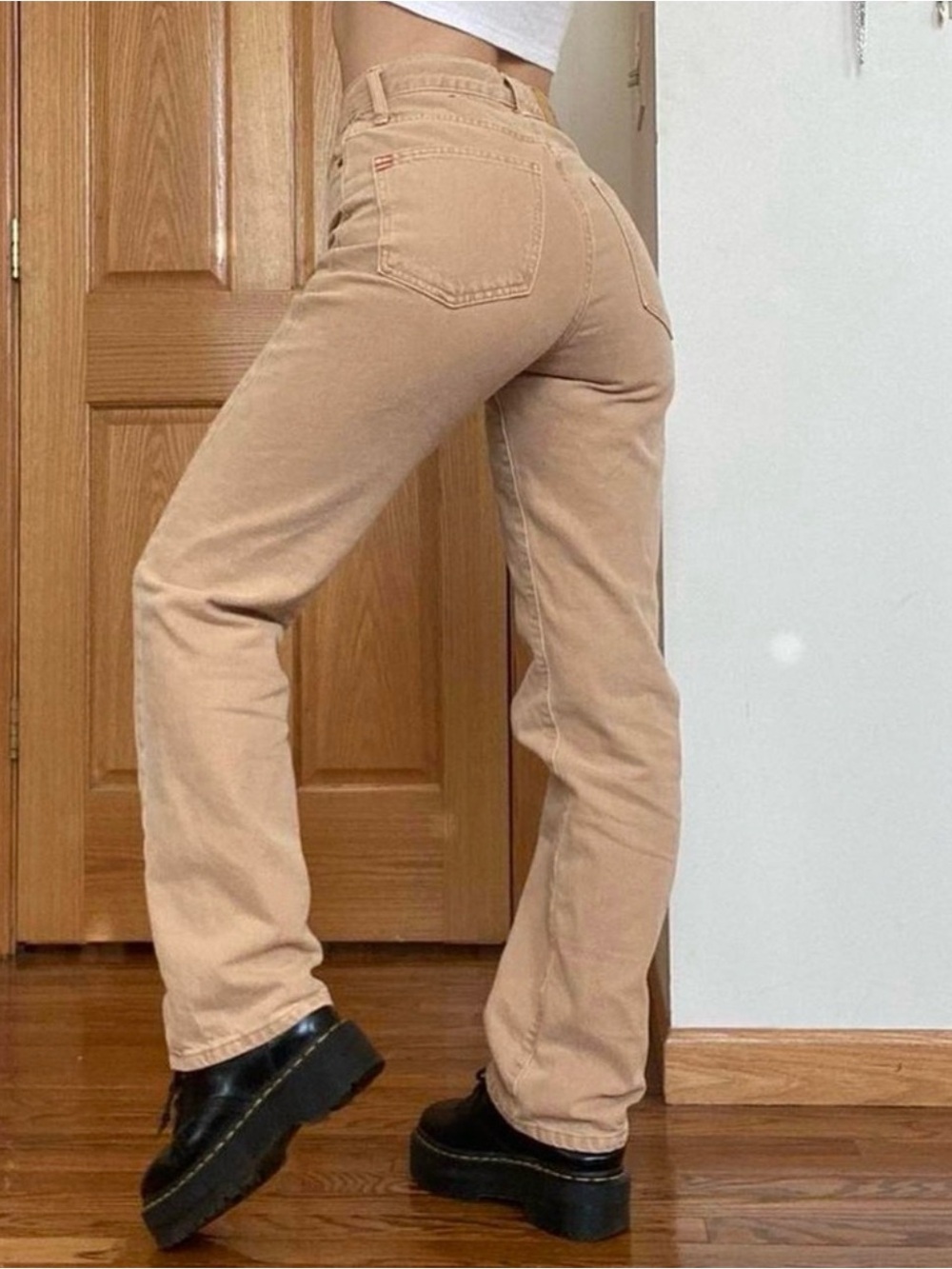 Beige High-Rise Straight Women’s Jeans